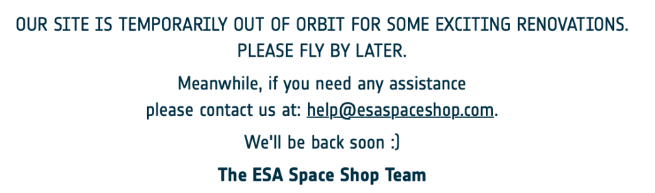 European Space Agency Magecart Attack Message